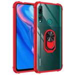 For Huawei Y9 Prime (2019) Shockproof Transparent TPU + Acrylic Protective Case with Ring Holder(Red)