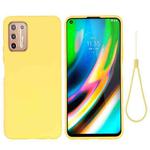 For Motorola Moto G9 Plus Pure Color Liquid Silicone Shockproof Full Coverage Case(Yellow)