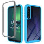 For Motorola Moto G8 Plus Starry Sky Solid Color Series Shockproof PC + TPU Protective Case(Light Blue)