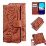 For Motorola Moto E (2020) / Moto E7 Tiger Embossing Pattern Horizontal Flip Leather Case with Holder & Card Slots & Wallet(Brown)