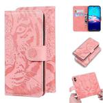 For Motorola Moto E (2020) / Moto E7 Tiger Embossing Pattern Horizontal Flip Leather Case with Holder & Card Slots & Wallet(Pink)