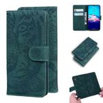 For Motorola Moto Edge Tiger Embossing Pattern Horizontal Flip Leather Case with Holder & Card Slots & Wallet(Green)