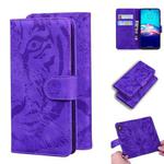 For Motorola Moto Edge Tiger Embossing Pattern Horizontal Flip Leather Case with Holder & Card Slots & Wallet(Purple)