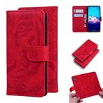 For Motorola Moto G8 Tiger Embossing Pattern Horizontal Flip Leather Case with Holder & Card Slots & Wallet(Red)