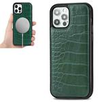 For iPhone 12 mini Crocodile Texture Embossing Magnetic PU + TPU Protective Magsafe Case (Green)