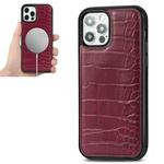 For iPhone 12 mini Crocodile Texture Embossing Magnetic PU + TPU Protective Magsafe Case (Red)