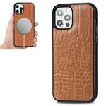 For iPhone 12 mini Crocodile Texture Embossing Magnetic PU + TPU Protective Magsafe Case (Brown)