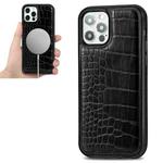 For iPhone 12 mini Crocodile Texture Embossing Magnetic PU + TPU Protective Magsafe Case (Black)