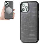 For iPhone 12 mini Crocodile Texture Embossing Magnetic PU + TPU Protective Magsafe Case (Grey)