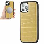 For iPhone 12 Pro Max Crocodile Texture Embossing Magnetic PU + TPU Protective Magsafe Case(Yellow)