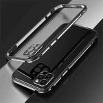 For iPhone 12 mini Blade Series Lens Protector + Metal Frame Protective Case (Black Silver)