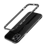 For iPhone 12 Aurora Series Lens Protector + Metal Frame Protective Case(Black Silver)