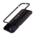 For iPhone 12 Aurora Series Lens Protector + Metal Frame Protective Case(Black Purple)
