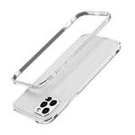 For iPhone 12 Aurora Series Lens Protector + Metal Frame Protective Case(Silver)