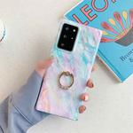 For Samsung Galaxy Note20 Laser Marble Pattern TPU Protective Case with Ring Holder(Rainbow)