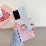 For Samsung Galaxy A51 Laser Marble Pattern TPU Protective Case with Ring Holder(Pink Floating Cloud)