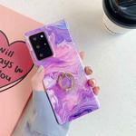 For Samsung Galaxy A51 5G Laser Marble Pattern TPU Protective Case with Ring Holder(Purple Marble)