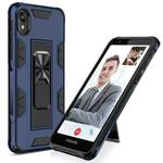 For Motorola Moto E6 Soldier Armor Shockproof TPU + PC Magnetic Protective Case with Holder(Blue)