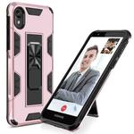 For Motorola Moto E6 Soldier Armor Shockproof TPU + PC Magnetic Protective Case with Holder(Rose Gold)