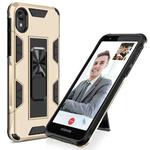 For Motorola Moto E6 Soldier Armor Shockproof TPU + PC Magnetic Protective Case with Holder(Gold)