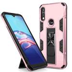 For Motorola Moto E (2020) Soldier Armor Shockproof TPU + PC Magnetic Protective Case with Holder(Rose Gold)