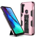 For Motorola Moto G Stylus Soldier Armor Shockproof TPU + PC Magnetic Protective Case with Holder(Rose Gold)