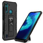 For Motorola Moto G8 Power Lite Soldier Armor Shockproof TPU + PC Magnetic Protective Case with Holder(Black)