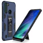 For Motorola One Fusion Soldier Armor Shockproof TPU + PC Magnetic Protective Case with Holder(Blue)