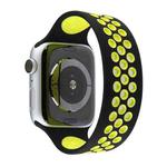 Elastic Silicone Watch Band For Apple Watch Series 7 41mm / 6 & SE & 5 & 4 40mm / 3 & 2 & 1 38mm, Length:135mm(Black Yellow)