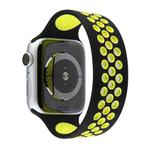 Elastic Silicone Watch Band For Apple Watch Series 7 45mm / 6 & SE & 5 & 4 44mm / 3 & 2 & 1 42mm, Length:150mm(Black Yellow)