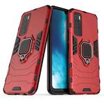For vivo V20 SE PC + TPU Shockproof Protective Case with Magnetic Ring Holder(Red)