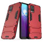For vivo V20 PC + TPU Shockproof Protective Case with Holder(Red)