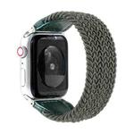 Nylon + Leather Braided Watch Band For Apple Watch Series 9&8&7 41mm / SE 3&SE 2&6&SE&5&4 40mm / 3&2&1 38mm, Size:M(Army Green)