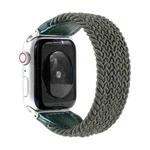 Nylon + Leather Braided Watch Band For Apple Watch Ultra 49mm / Series 8&7 45mm / SE 2&6&SE&5&4 44mm / 3&2&1 42mm, Size:S(Army Green)