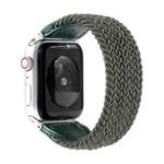 Nylon + Leather Braided Watch Band For Apple Watch Series 7 45mm / 6 & SE & 5 & 4 44mm / 3 & 2 & 1 42mm, Size:M(Army Green)