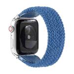 Nylon + Leather Braided Watch Band For Apple Watch Series 7 45mm / 6 & SE & 5 & 4 44mm / 3 & 2 & 1 42mm, Size:M(Blue)