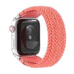 Nylon + Leather Braided Watch Band For Apple Watch Series 7 45mm / 6 & SE & 5 & 4 44mm / 3 & 2 & 1 42mm, Size:M(Rose Red)