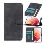 For Samsung Galaxy S21 5G KHAZNEH Retro Texture PU + TPU Horizontal Flip Leather Case with Holder & Card Slots & Wallet(Black)