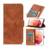 For Samsung Galaxy S21 5G KHAZNEH Retro Texture PU + TPU Horizontal Flip Leather Case with Holder & Card Slots & Wallet(Brown)