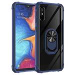 For Samsung Galaxy A10e Shockproof Transparent TPU + Acrylic Protective Case with Ring Holder(Blue)