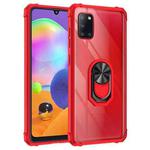 For Samsung Galaxy A31 Shockproof Transparent TPU + Acrylic Protective Case with Ring Holder(Red)
