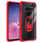 For Samsung Galaxy S10E Shockproof Transparent TPU + Acrylic Protective Case with Ring Holder(Red)