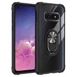 For Samsung Galaxy S10E Shockproof Transparent TPU + Acrylic Protective Case with Ring Holder(Silver Black)