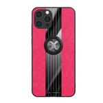 For iPhone 12 Pro Max XINLI Stitching Cloth Textue Shockproof TPU Protective Case with Ring Holder(Red)