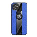 For iPhone 12 mini XINLI Stitching Cloth Textue Shockproof TPU Protective Case with Ring Holder (Blue)
