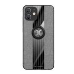 For iPhone 12 mini XINLI Stitching Cloth Textue Shockproof TPU Protective Case with Ring Holder (Grey)