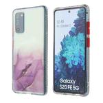 For Samsung Galaxy S20 FE Marble Pattern Glittery Powder Shockproof TPU Case with Detachable Buttons(Purple)