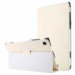 For Samsung Galaxy Tab A7 10.4 (2020) T500 Litchi Texture Horizontal Flip Solid Color Leather Case with Holder(White)