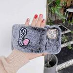 For iPhone 11 Pro Rose Flower Hand Warmer Plush Shockproof TPU Case (Black)