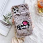 For iPhone 12 mini Rose Flower Hand Warmer Plush Shockproof TPU Case (Grey)